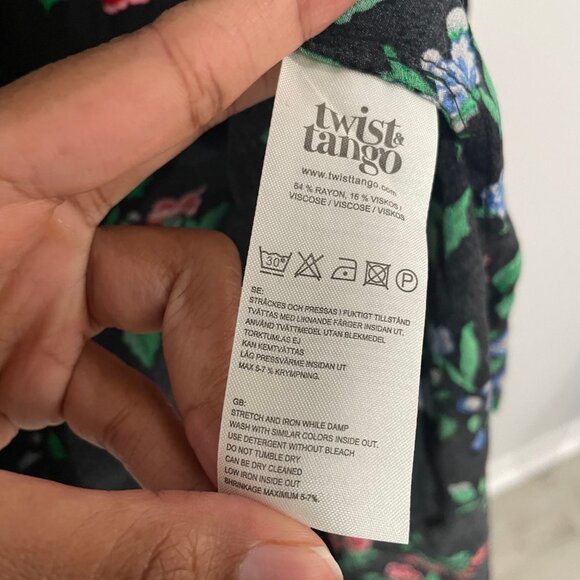 Twist & Tango Women's Black Long Sleeve Floral Dress Size 36 - Picture 9 of 9